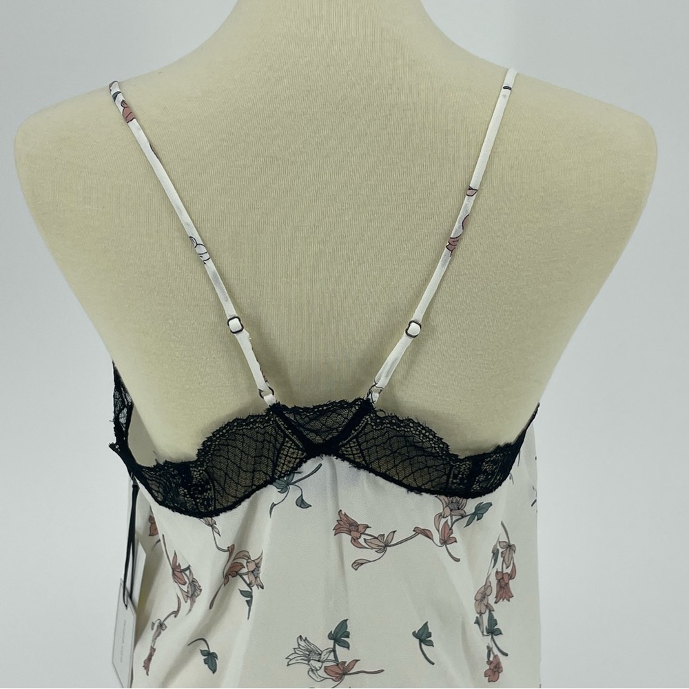 1. STATE NWT SUGAR PLUM FLORAL LACE TRIM CAMI TANK TOP MEDIUM WHITE BLACK - Picture 8 of 11